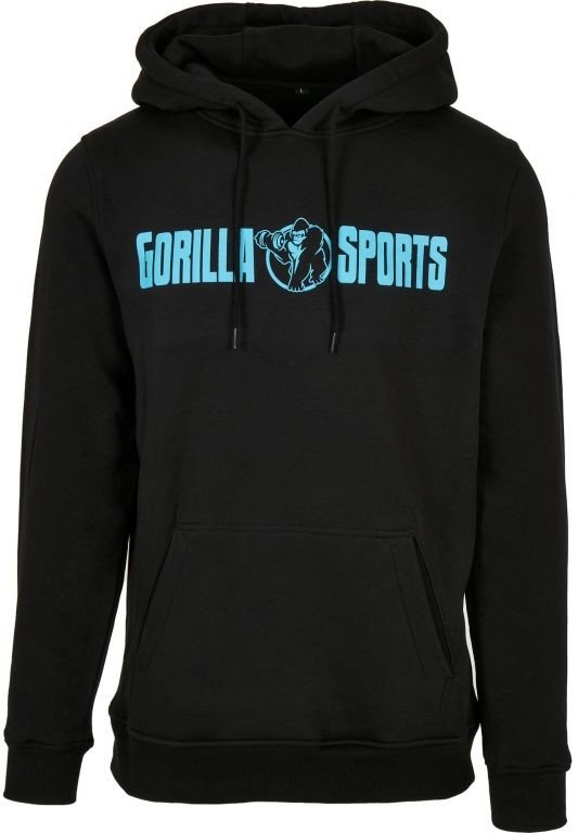 Gorilla Sports Mikina s kapucí, černá/neonově tyrkysová, 2XL