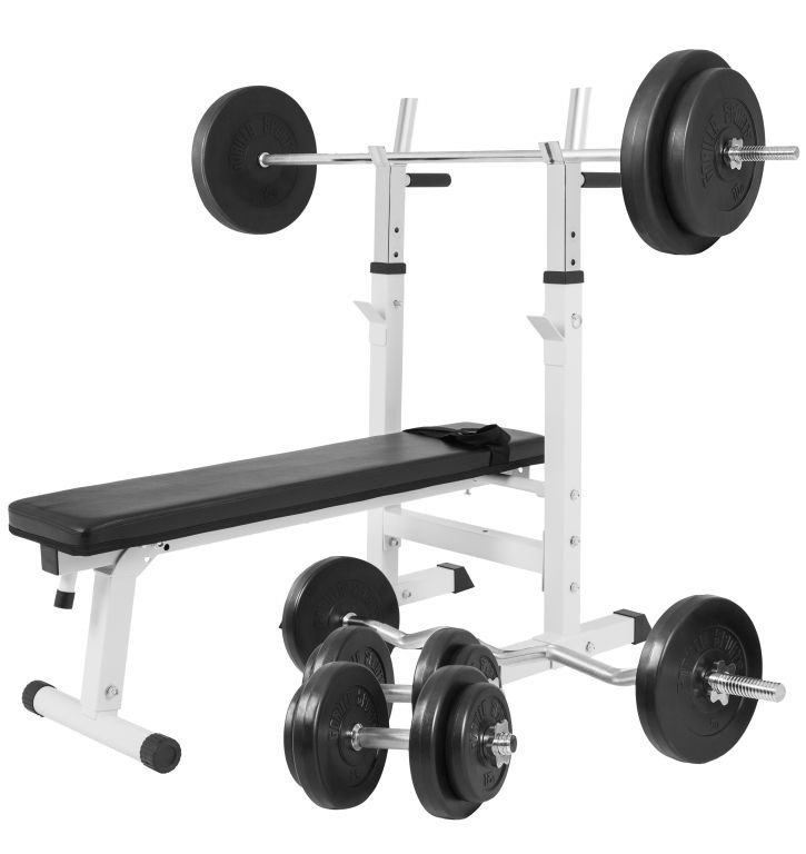 Gorilla Sports Posilovací lavice + nakládací set, 100 kg