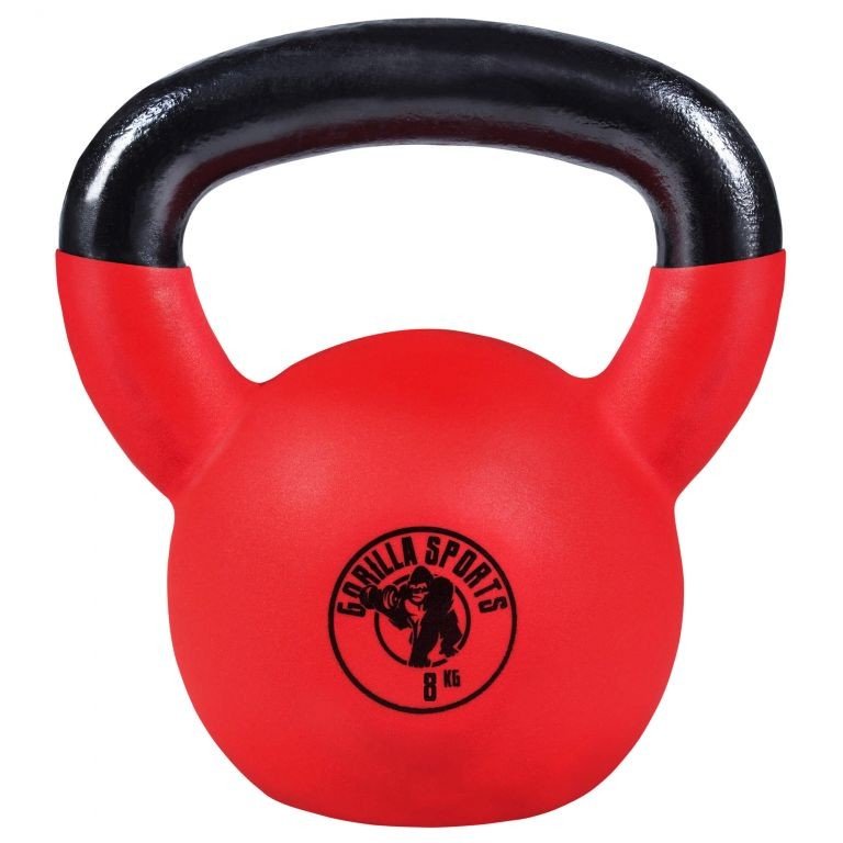 Gorilla Sports kettlebell činka, pogumovaný povrch, 8 kg