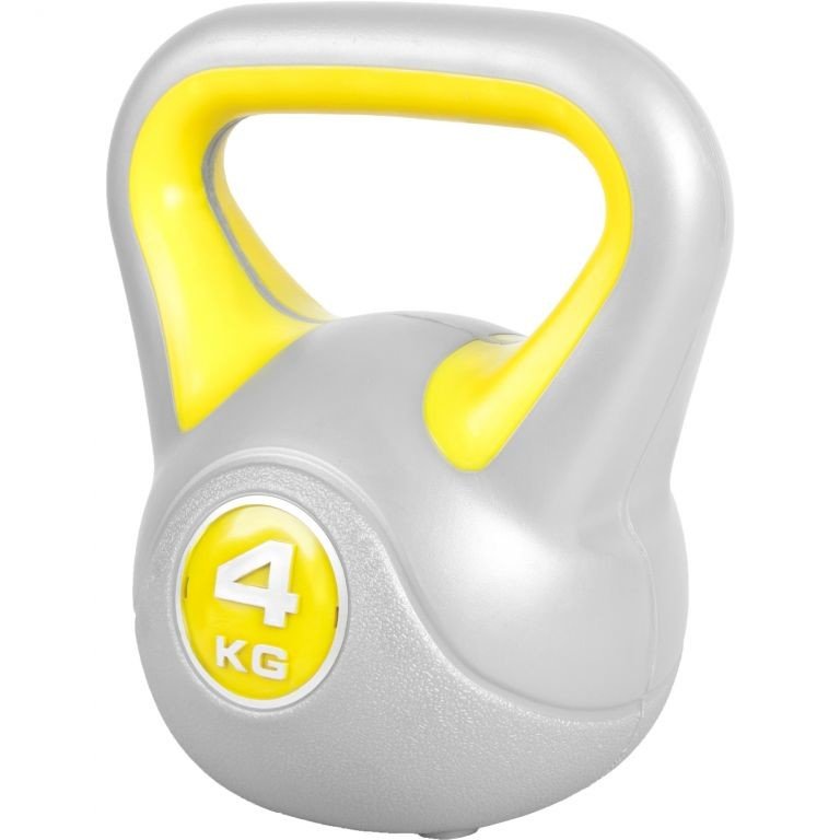 Gorilla Sports Kettlebell činka, vinylová, žlutá, 4 kg