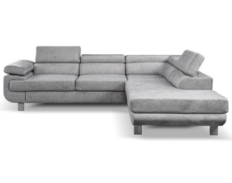 Rohová sedací souprava Lotos, světle šedá látka, pravý roh