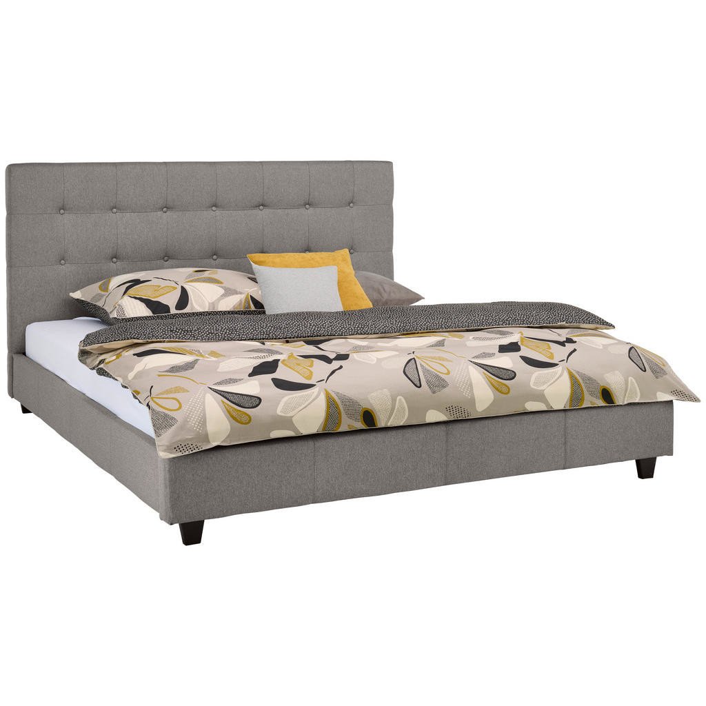 Carryhome ČALOUNĚNÁ POSTEL, 180/200 cm, dřevo, textil, světle šedá