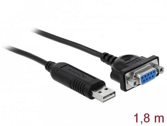 Delock - Sériový kabel - USB (M) do DB-9 (F) - 1.8 m - černá