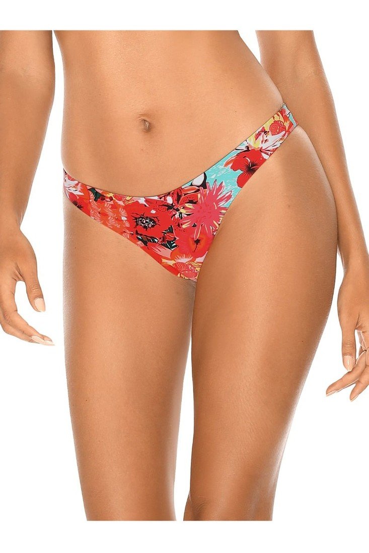 Modro-červené květované plavkové kalhotky brazilského střihu Cheeky Brazilian Cut Bikini Blue Floral