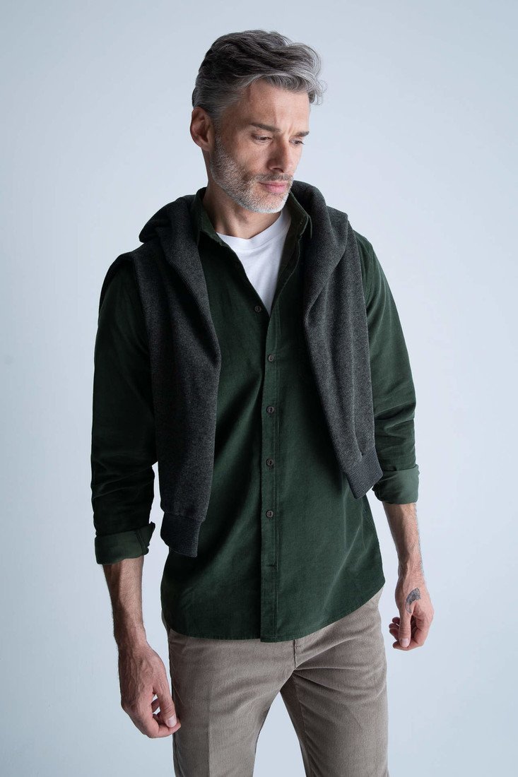 DEFACTO Regular Fit Velvet Long Sleeve Shirt