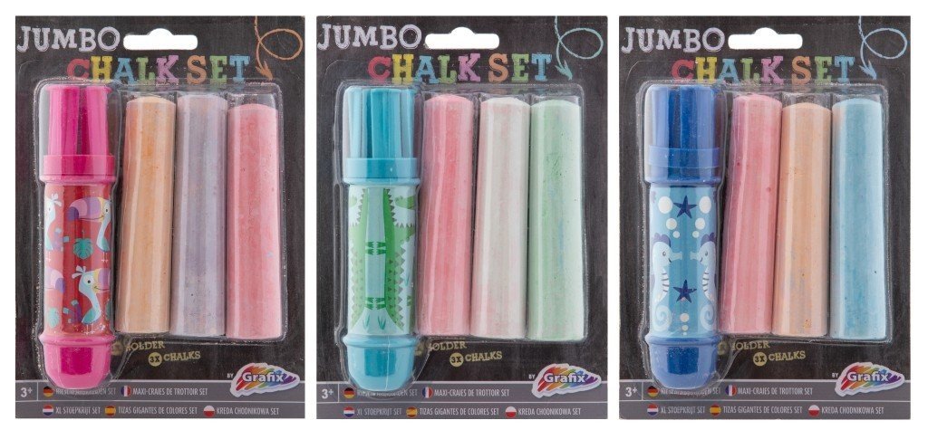 Chodníkové křídy Jumbo + držík 3 ks - RMS