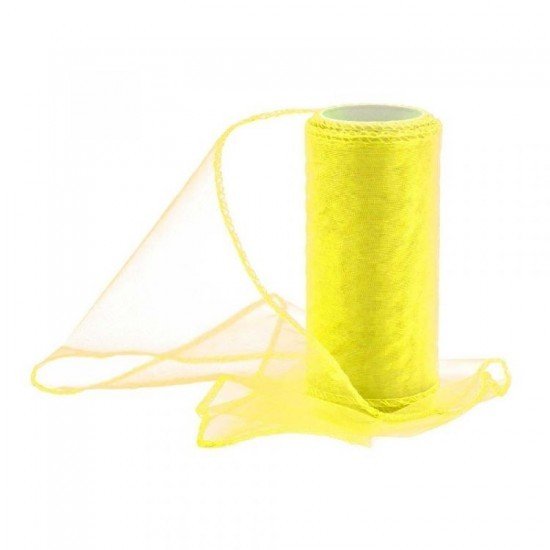 Paper Design Organza 12cm/9m obšitá - citrónová - 240081