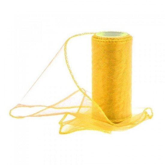 Paper Design Organza 12cm/9m obšitá - žlutá - 240011