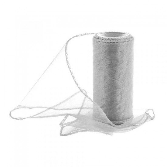 Paper Design Organza 12cm/9m obšitá - stříbrná - 240019
