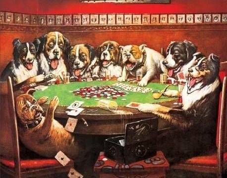 DESPERATE Plechová cedule DRUKEN DOGS PLAYING CARDS, (41 x 32 cm)