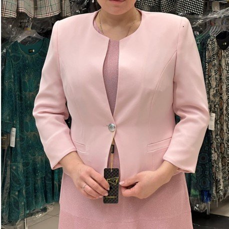Dámské elegantní sako růžové, Velikost 42, Barva Růžová Dorota LS08