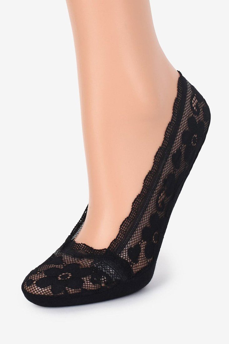 Černé krajkové balerínkové ponožky Z33