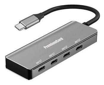 PremiumCord 10G SuperSpeed Hub USB-C na 4x USB 3.2 C Aluminum