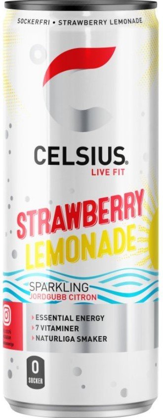 Power a energy drinky CELSIUS Celsius Energetický Nápoj Strawberry Lemonade - Příchuť Jahoda - 355ml