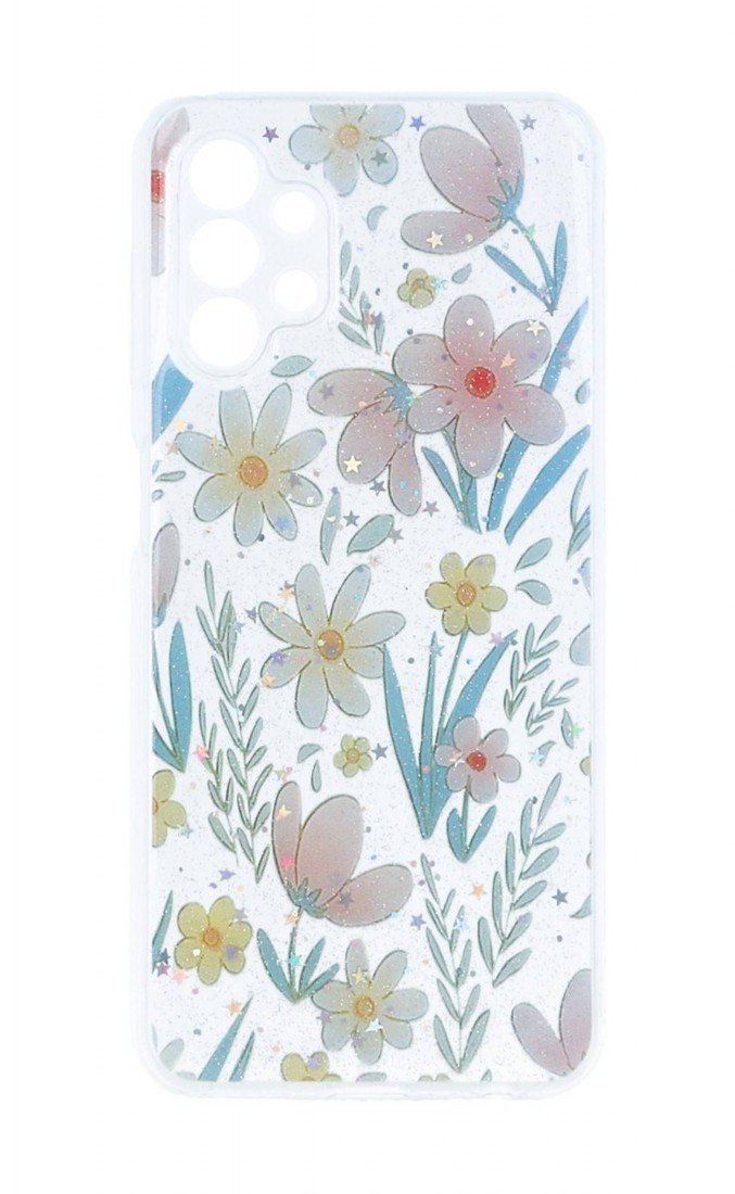 Kryt TopQ Glitter Samsung A13 Kreslené květy 94653