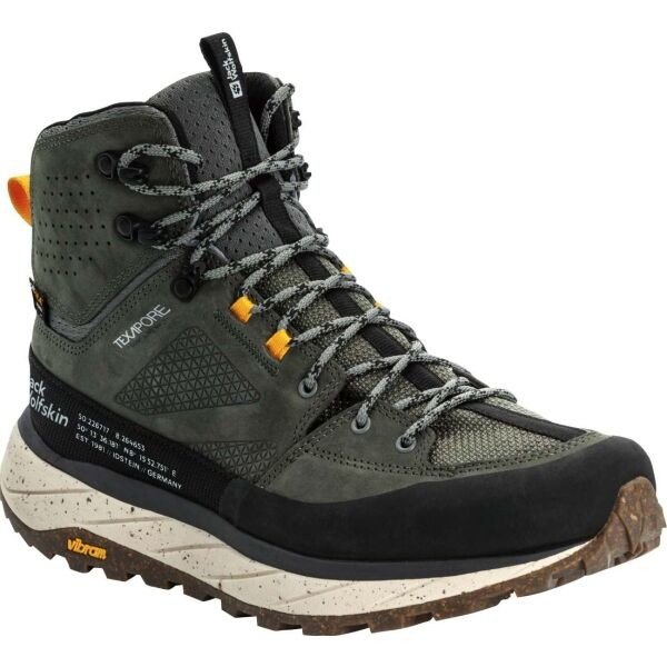 Jack Wolfskin TERRAQUEST TEXAPORE MID M Pánská treková obuv, zelená, velikost 47