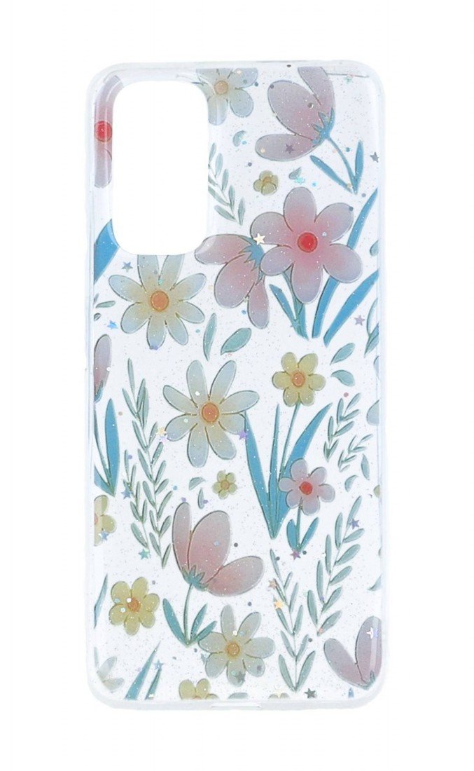 Kryt TopQ Glitter Xiaomi Redmi Note 11 Kreslené květy 94645