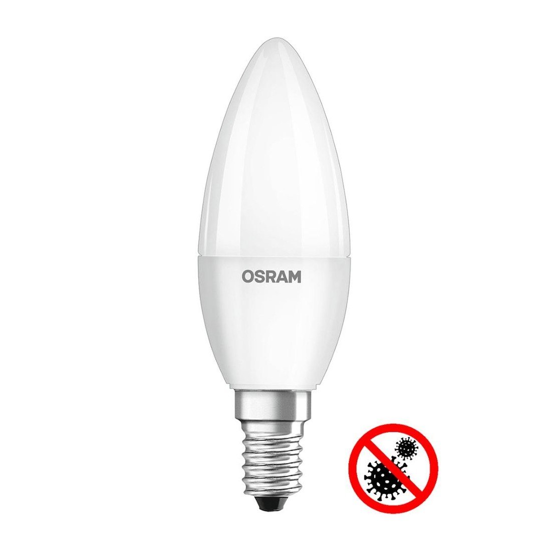 LED žárovka E14 B35 5,5W = 40W 470lm 6500K Studená bílá 200° OSRAM Antibakteriální OSRANT0115