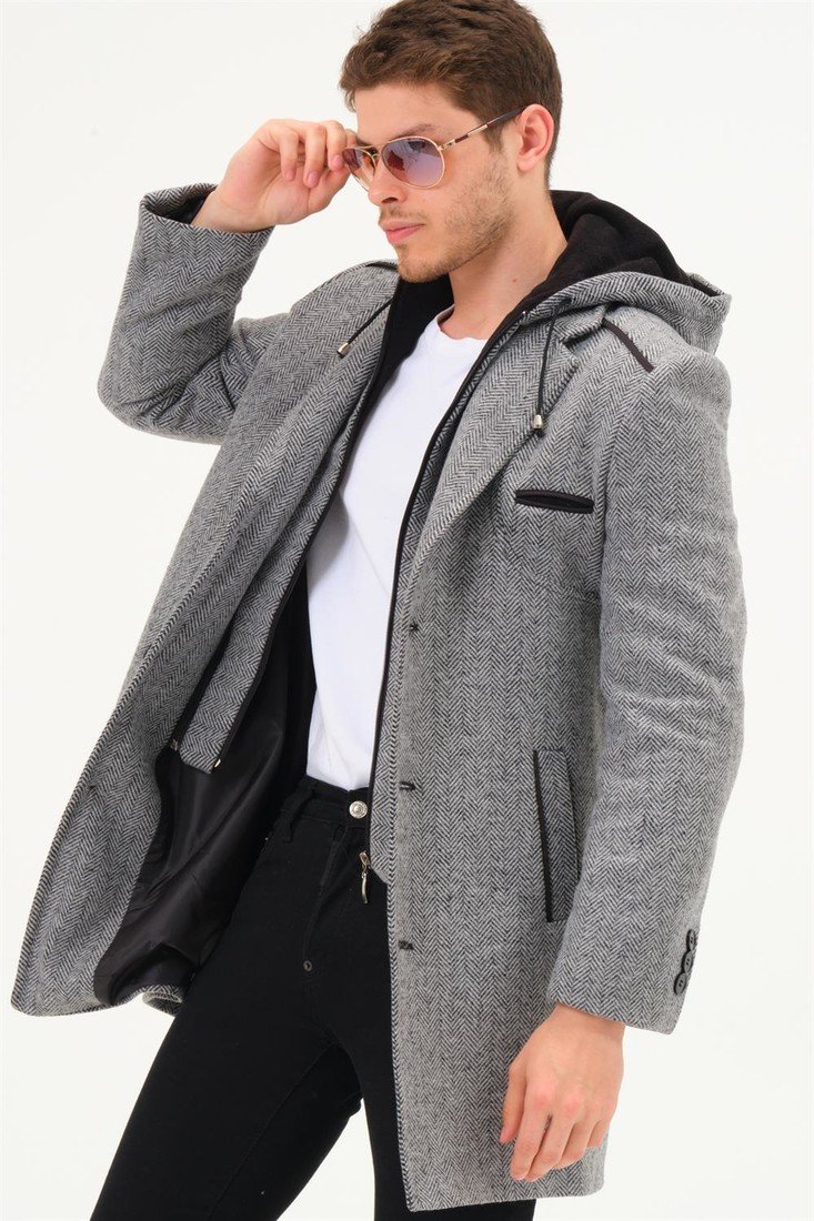 PLT8371 DEWBRRY MEN'S COAT-DIAGONAL BLACK- GREY