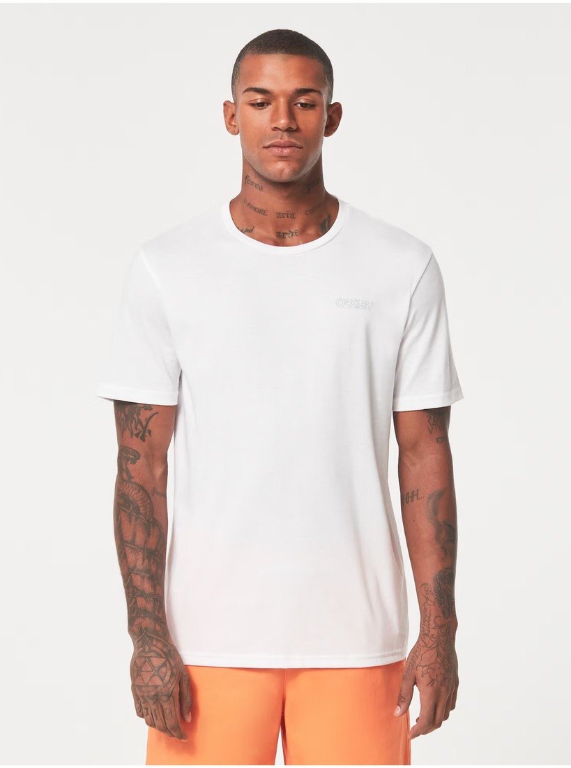 Bílé pánské tričko s potiskem na zádech Oakley - Pánské