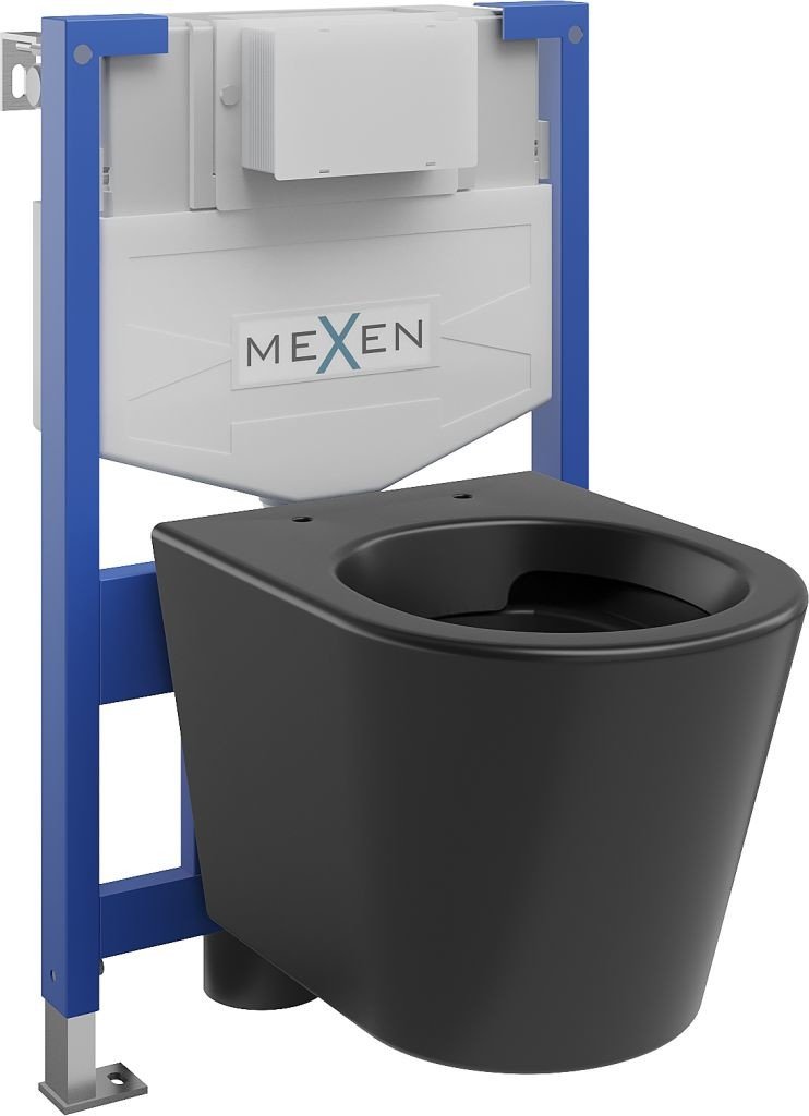 MEXEN/S WC předstěnová instalační sada Fenix XS-F s mísou WC Rico, černá mat 6803372XX85