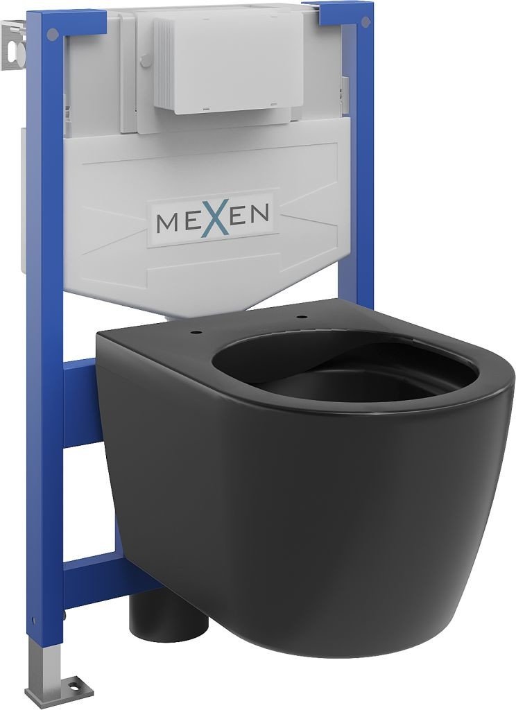 MEXEN/S WC předstěnová instalační sada Fenix XS-F s mísou WC Carmen, černá mat 6803388XX85