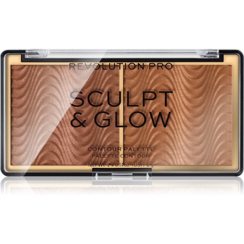 Revolution PRO Sculpt And Glow konturovací a rozjasňující paleta odstín Medium-Deep 8 g