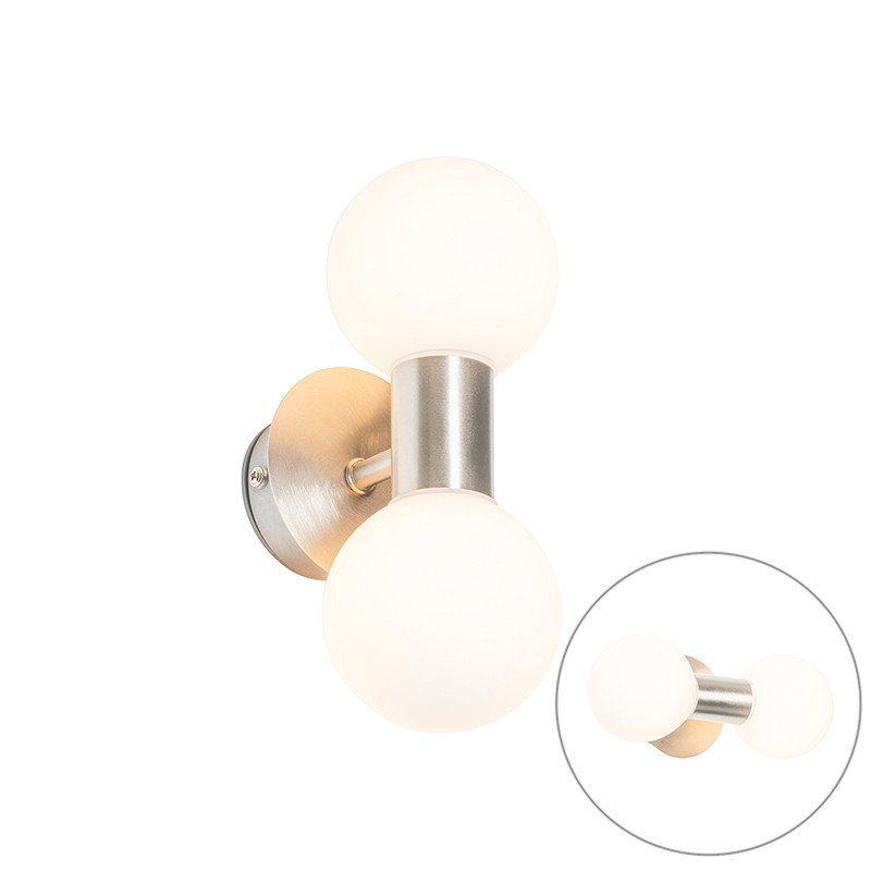 Moderní nástěnné ocelové svítidlo IP44 2-světlo - Cederic