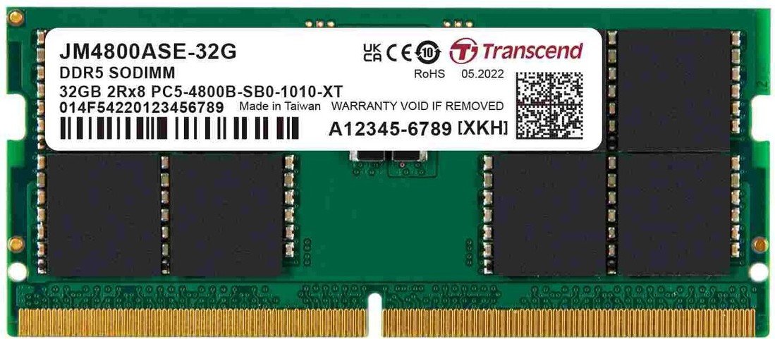 Transcend 32GB DDR5 4800 CL40 SO-DIMM - JM4800ASE-32G