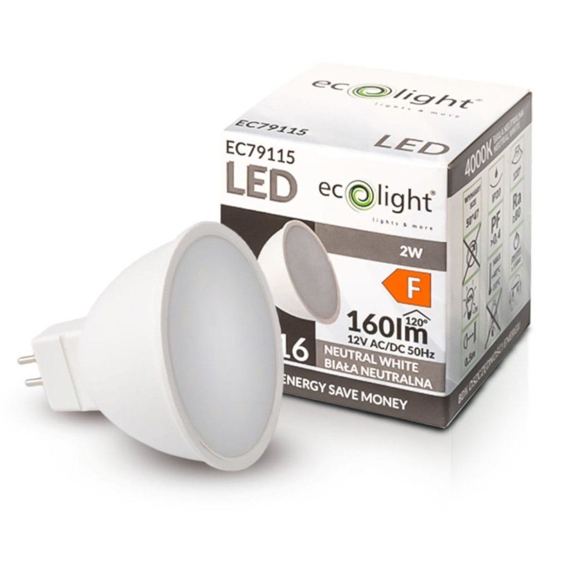 Berge LED žárovka MR16 12V 2W neutrální bílá