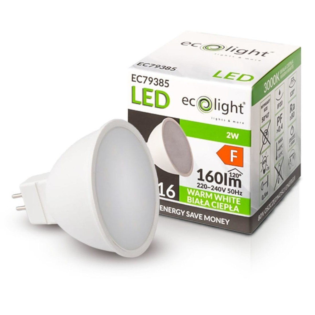 Berge LED žárovka MR16 12V 2W teplá bílá