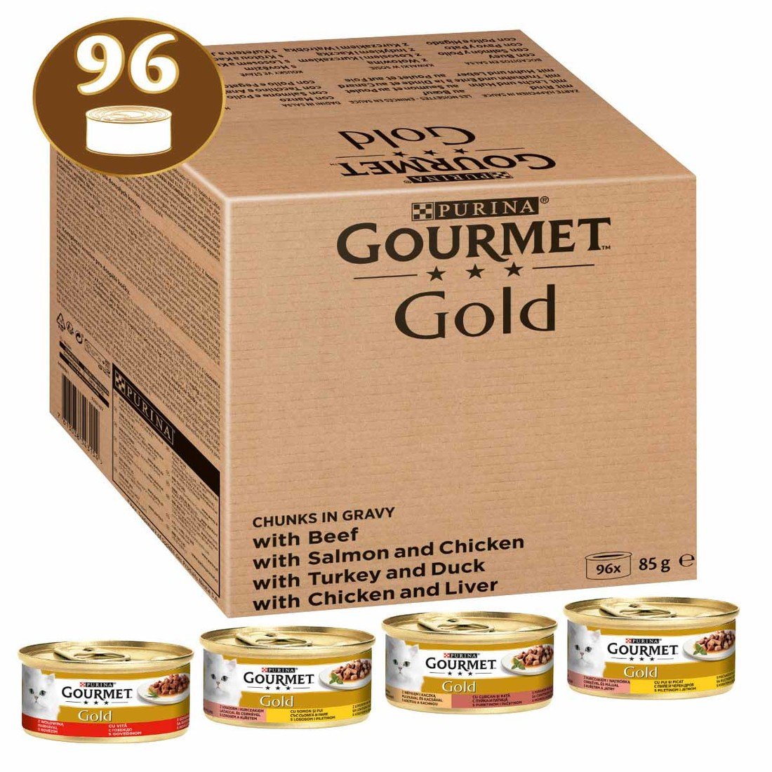 GOURMET Gold Zarte Häppchen v omáčce, kombinované balení, 96 × 85 g