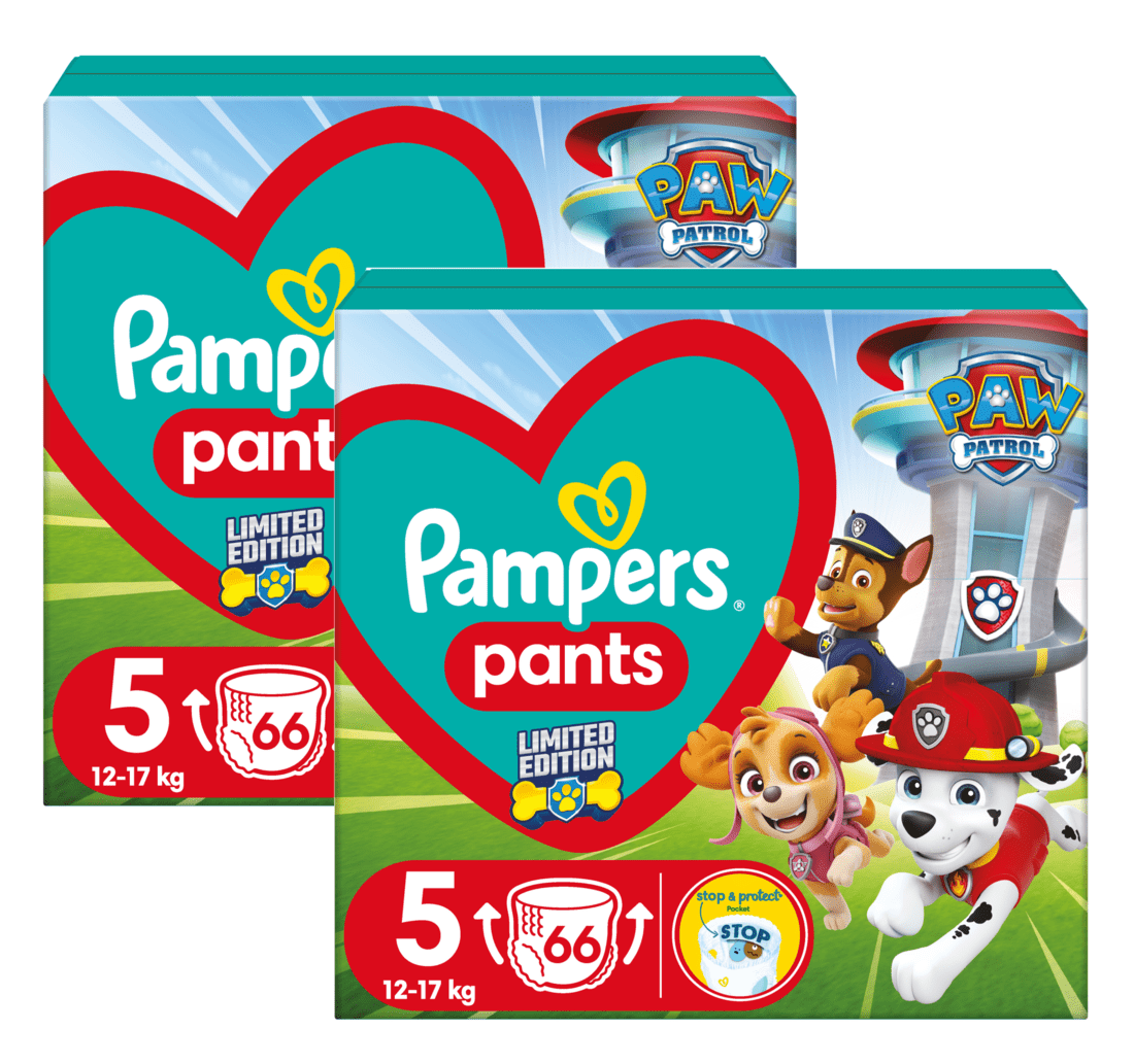 Pampers Active Baby Pants Paw Patrol Kalhotkové plenky vel. 5, 12-17 kg, 2 x 66 ks