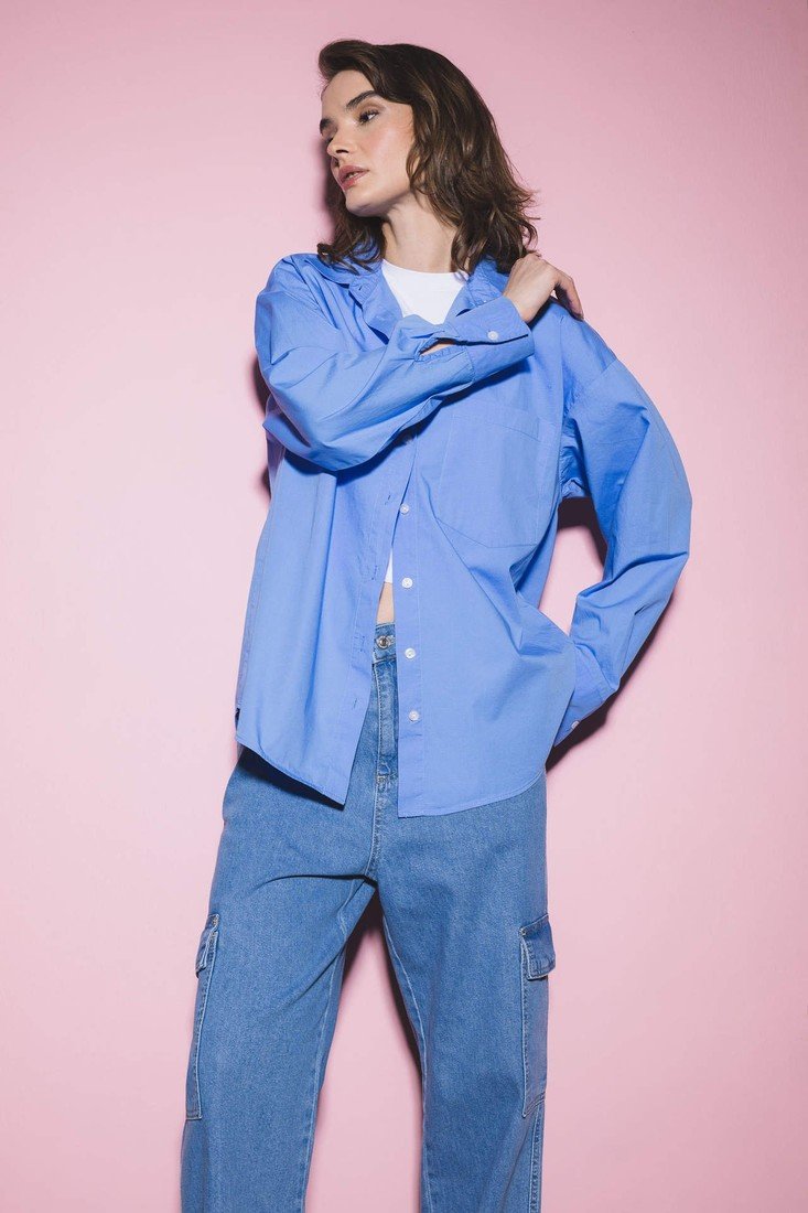 DEFACTO Oversize Fit Shirt Collar Poplin Long Sleeve Shirt