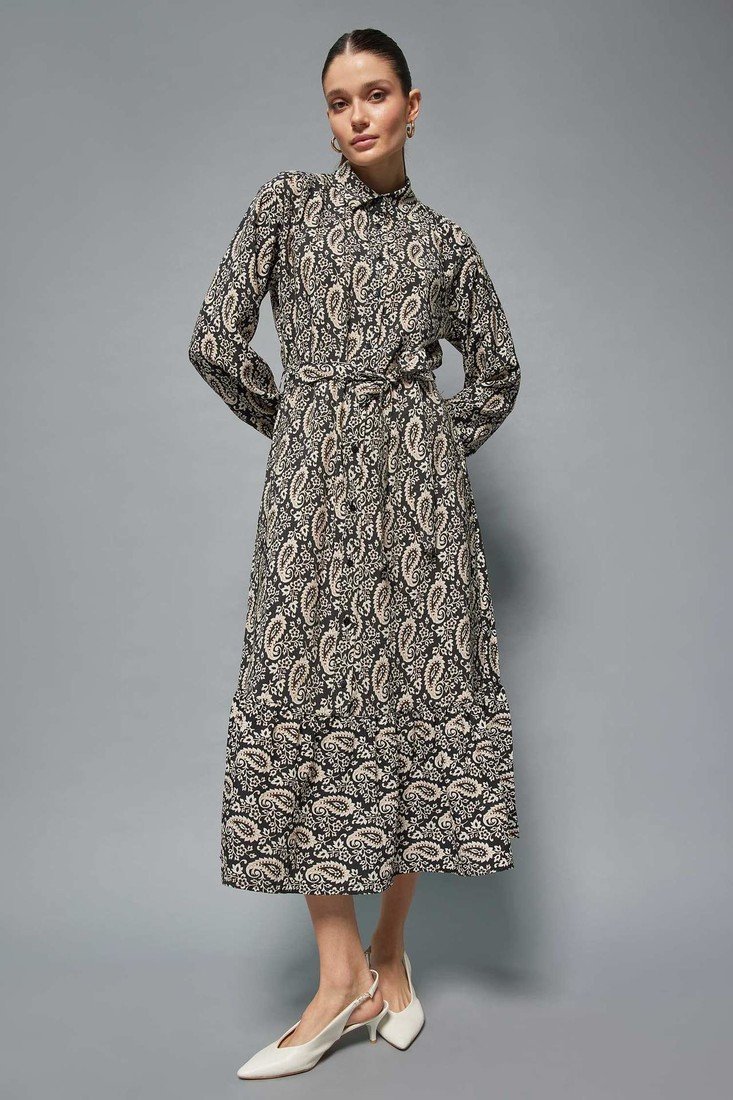 DEFACTO Shirt Collar Ayrobin Maxi Long Sleeve Dress