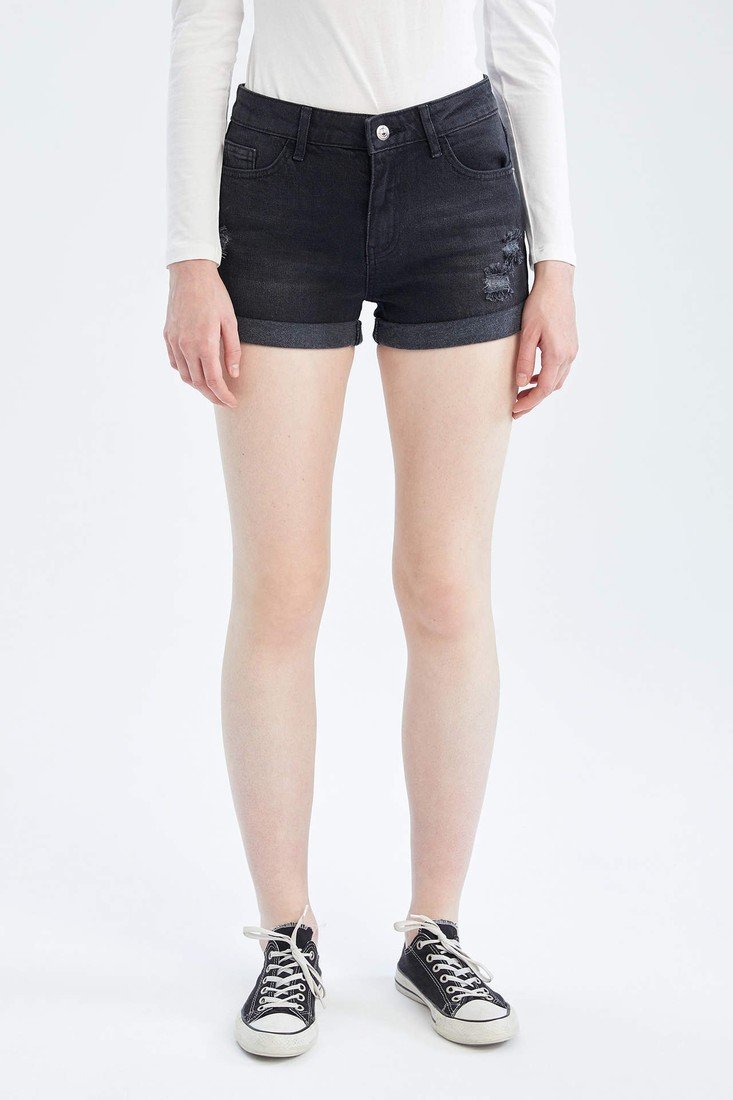 DEFACTO Distressed Mini Jean Short