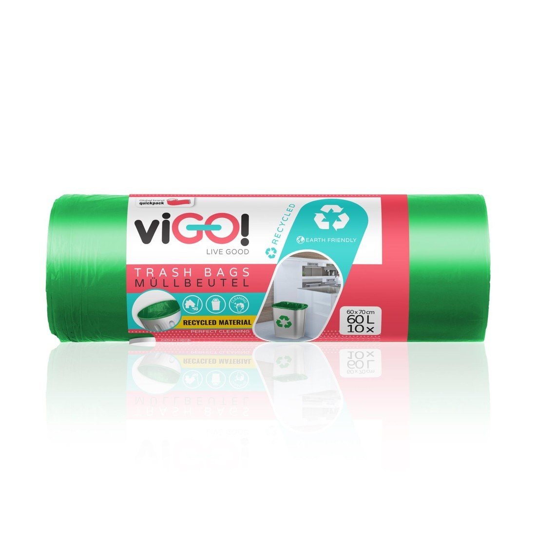 viGO! Pytle na odpadky ViGO - 60 l, zelené, 28 mic, 10 ks