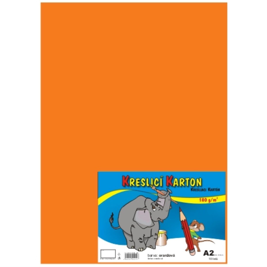 Kreslicí karton A2 - 180g/m2, 1 ks, oranžový