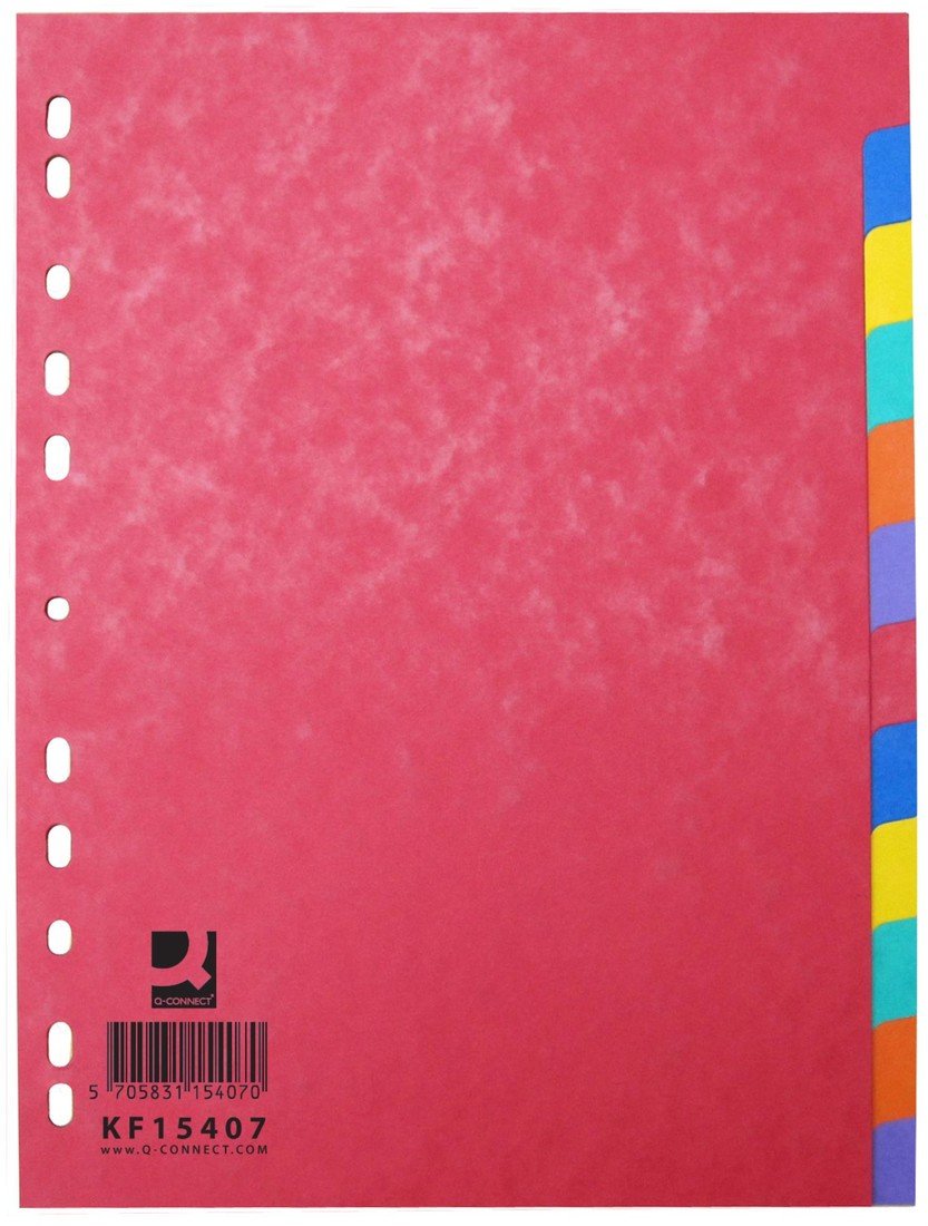 Papírové rozlišovače Q-Connect - A4, lesklé, barevné, 12 listů