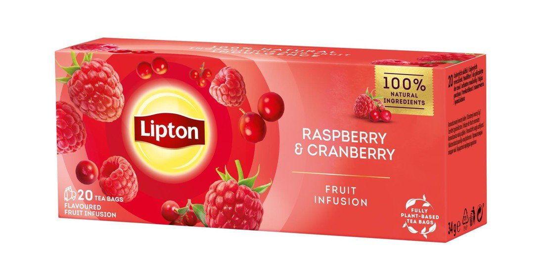 Lipton Ovocný čaj Liton - malina a brusinka, 20x 1,6 g