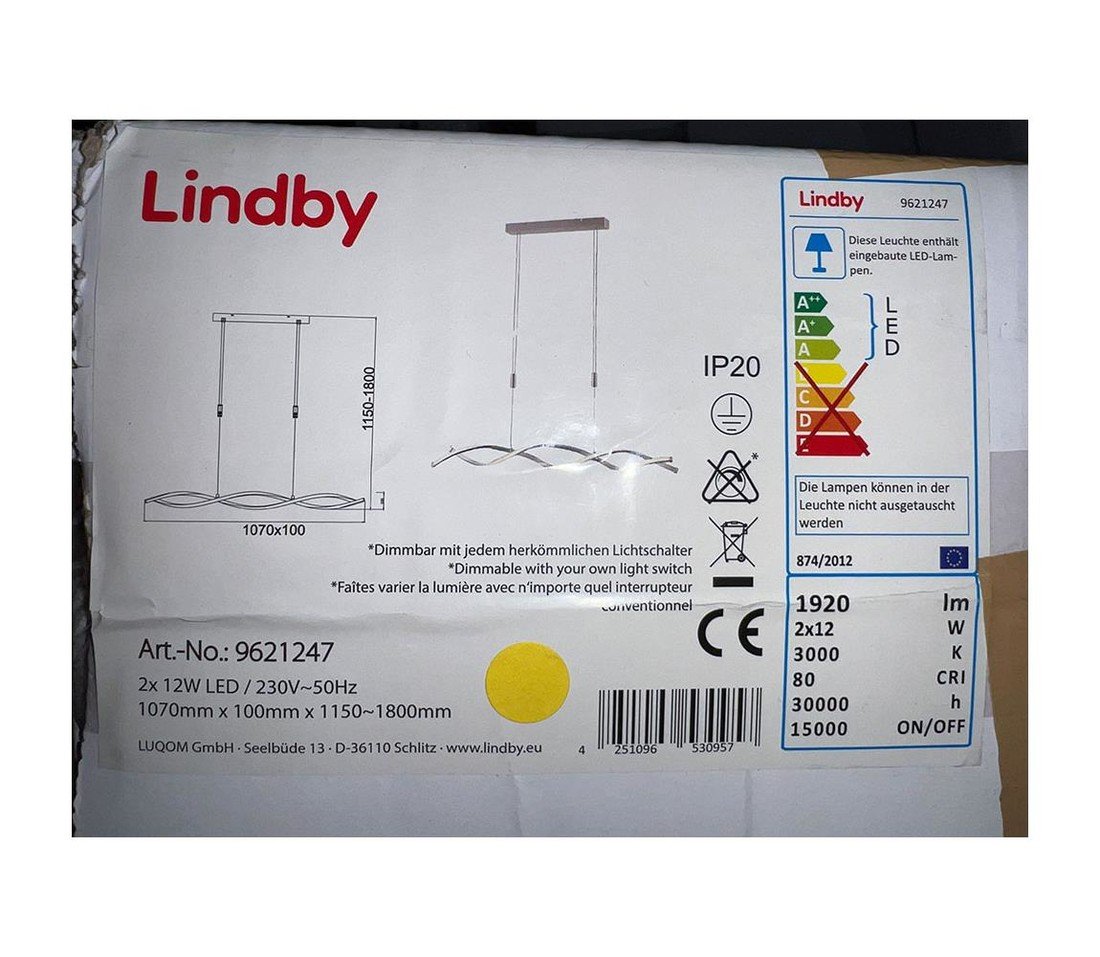 Lindby Lindby - LED Stmívatelný lustr na lanku AURON 2xLED/12W/230V