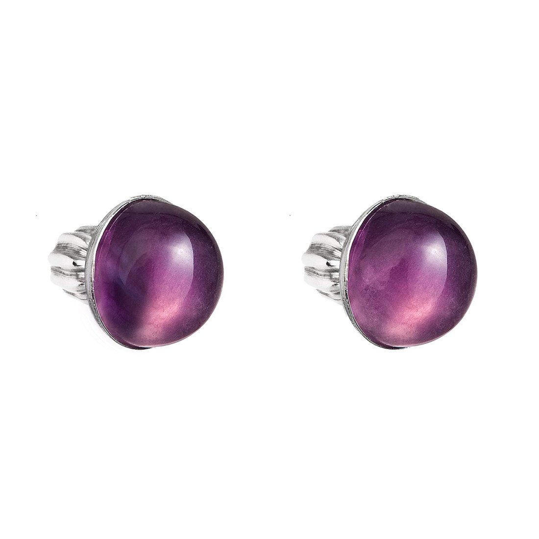 Evolution Group Stříbrné náušnice pecky s pravými minerálními kameny kulaté 11491.3 Fluorit Rainbow