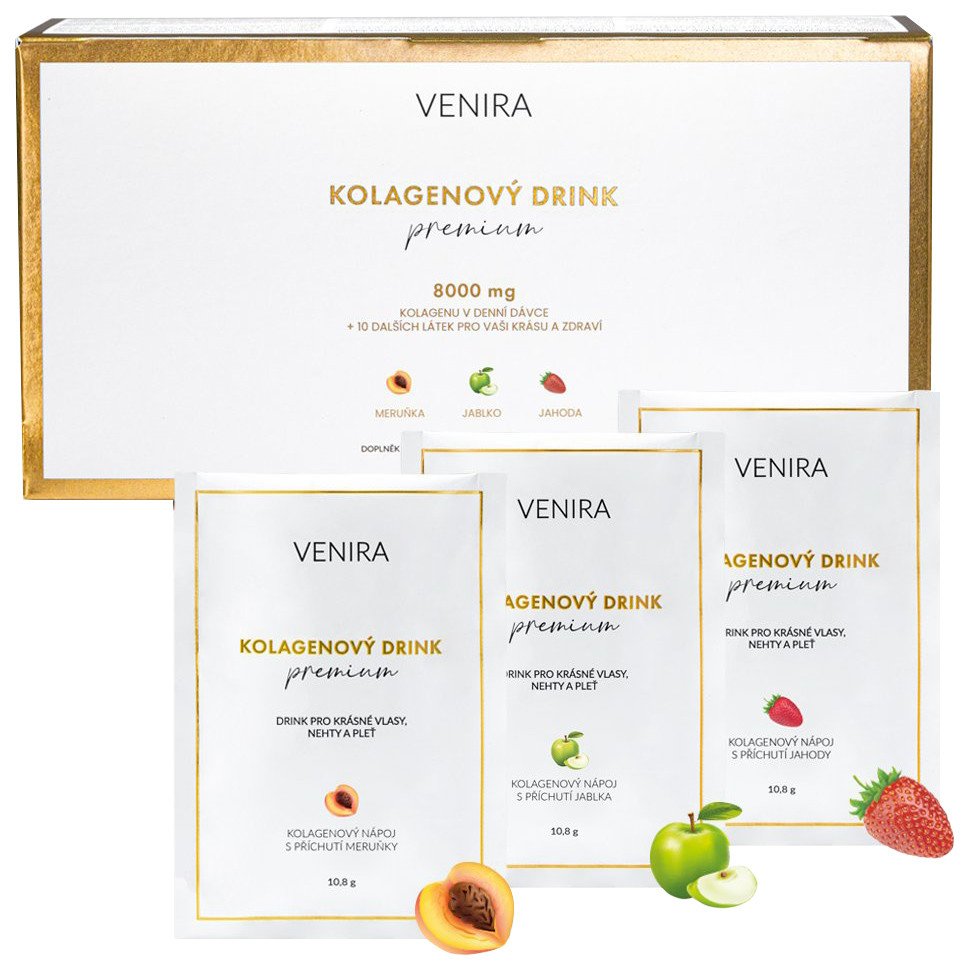 VENIRA PREMIUM kolagenový drink pro vlasy, nehty a pleť, mix příchutí, 30 sáčků