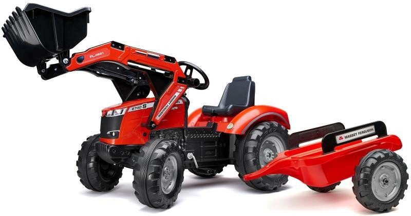 Falk Šlapací traktor 4010AM Massey Fergusson S8740 s nakladačem a vlečkou