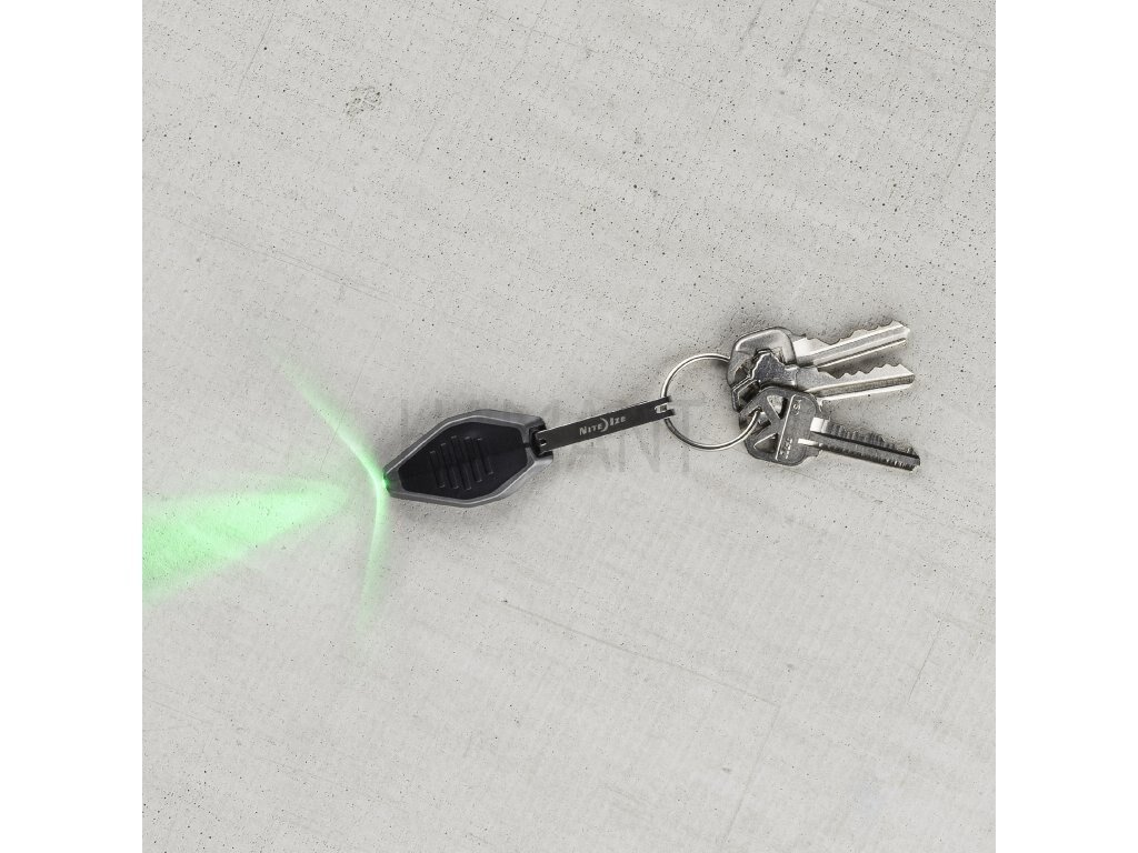 Svítilna na klíče Radiant Nite Ize® – zelené světlo, Černá (Barva: Černá, Varianta: zelené světlo)