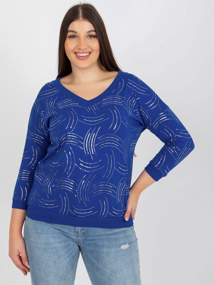 Tmavě modré tričko s třpytivým potiskem RV-BZ-8514.04P-dark blue Velikost: ONE SIZE