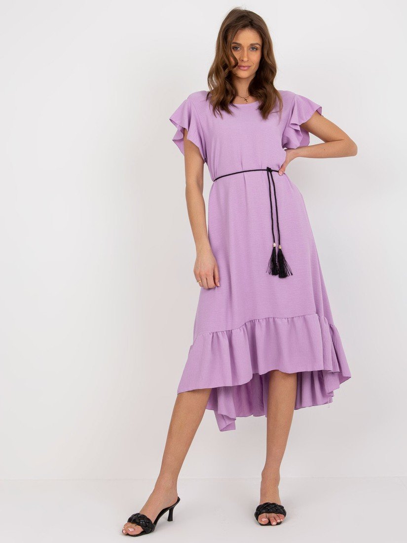 Světle fialové volné midi šaty s volánky MI-SK-59101.31-light violet Velikost: ONE SIZE