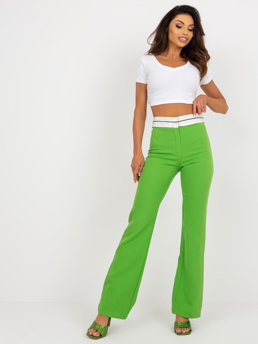 Světle zelené látkové kalhoty se širokými nohavicemi DHJ-SP-6971.32-light green Velikost: S