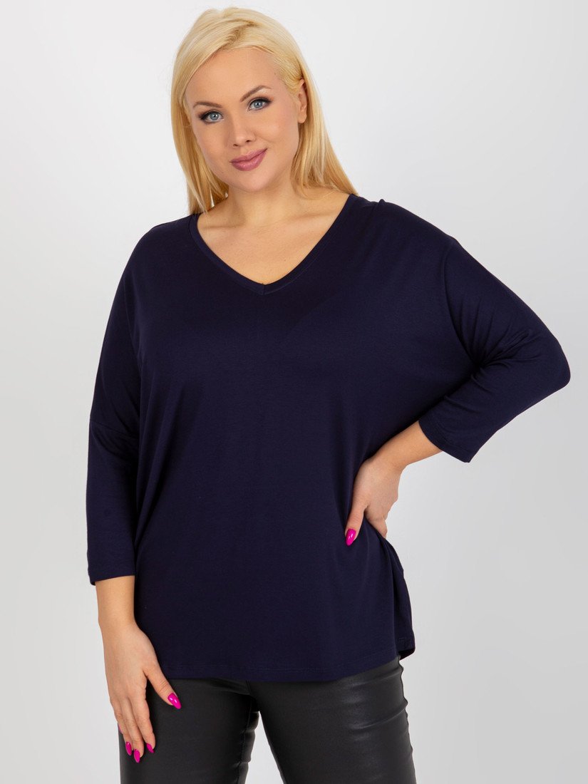 Tmavě modrá volná halenka RV-BZ-5745.18-dark blue Velikost: ONE SIZE