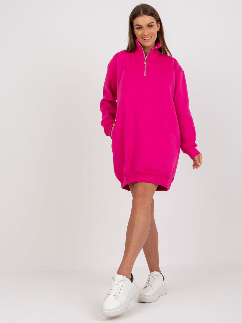 Tmavě růžové oversize mikinové šaty EM-BL-773.04-dark pink Velikost: ONE SIZE